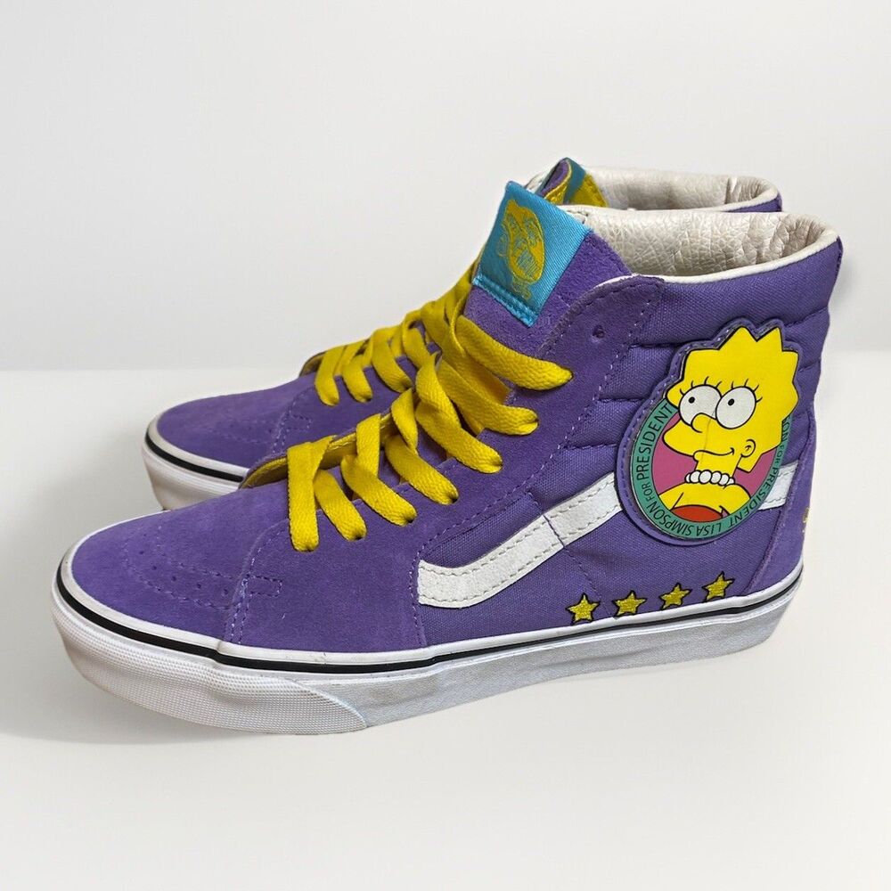 VANS Sk8-Hi x The Simpsons Lisa for President Purple Sneakers Women Size 7.5 EUC
